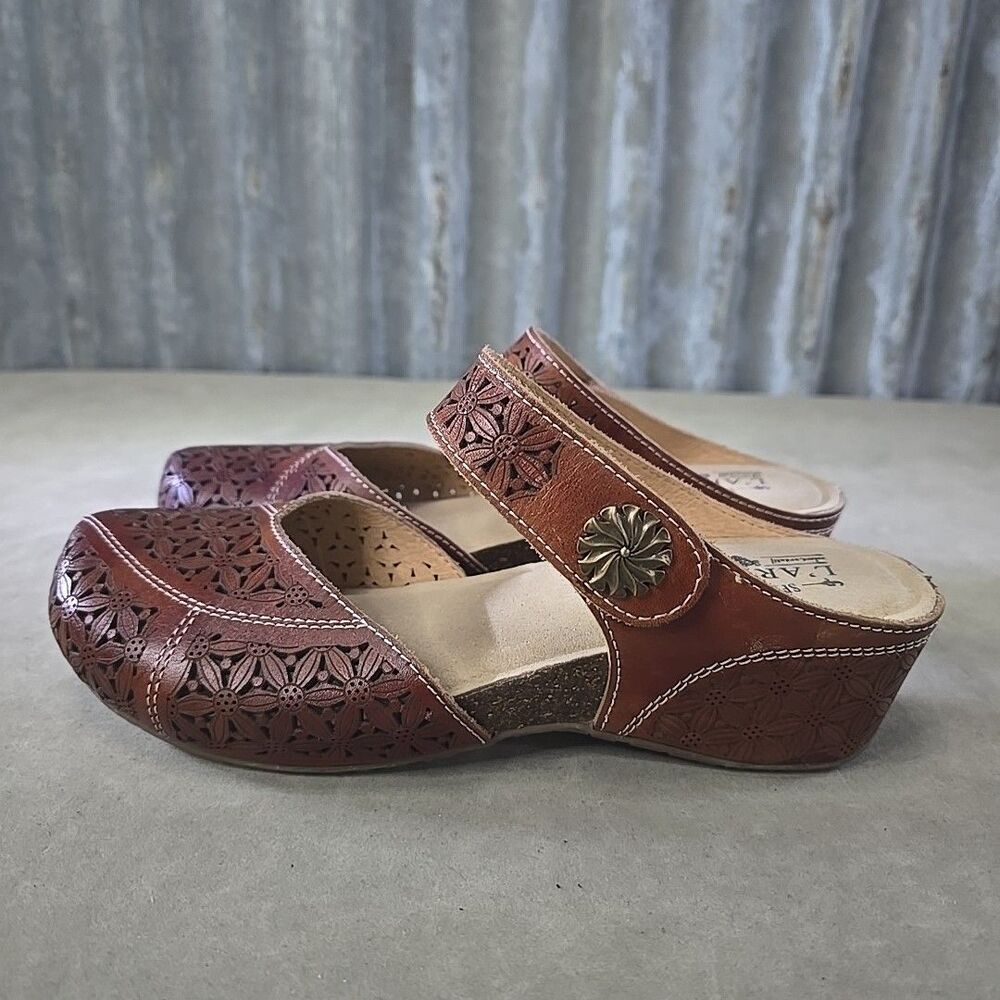 Spring Step L'Artiste Acrobatic Brown Leather Clogs 37 US 6.5 Mary Janes